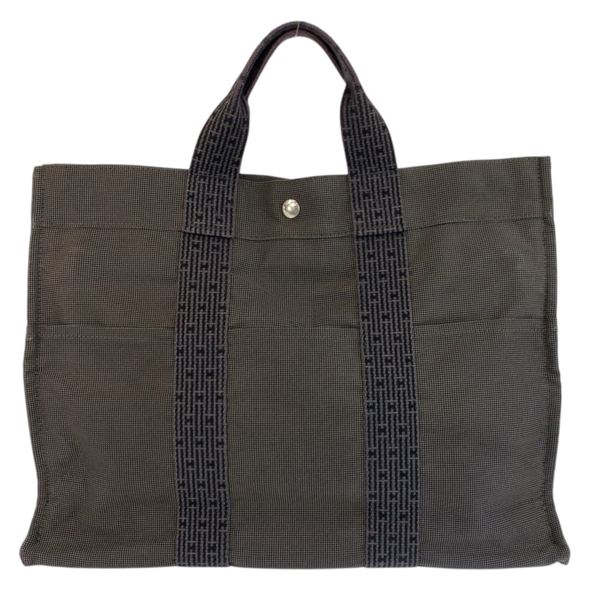 HERMES エルメス エールライン MM グレー シルバー金具 ポリアミド ポリエステル/ トートバッグ ハンドバッグ 602077 【中古】