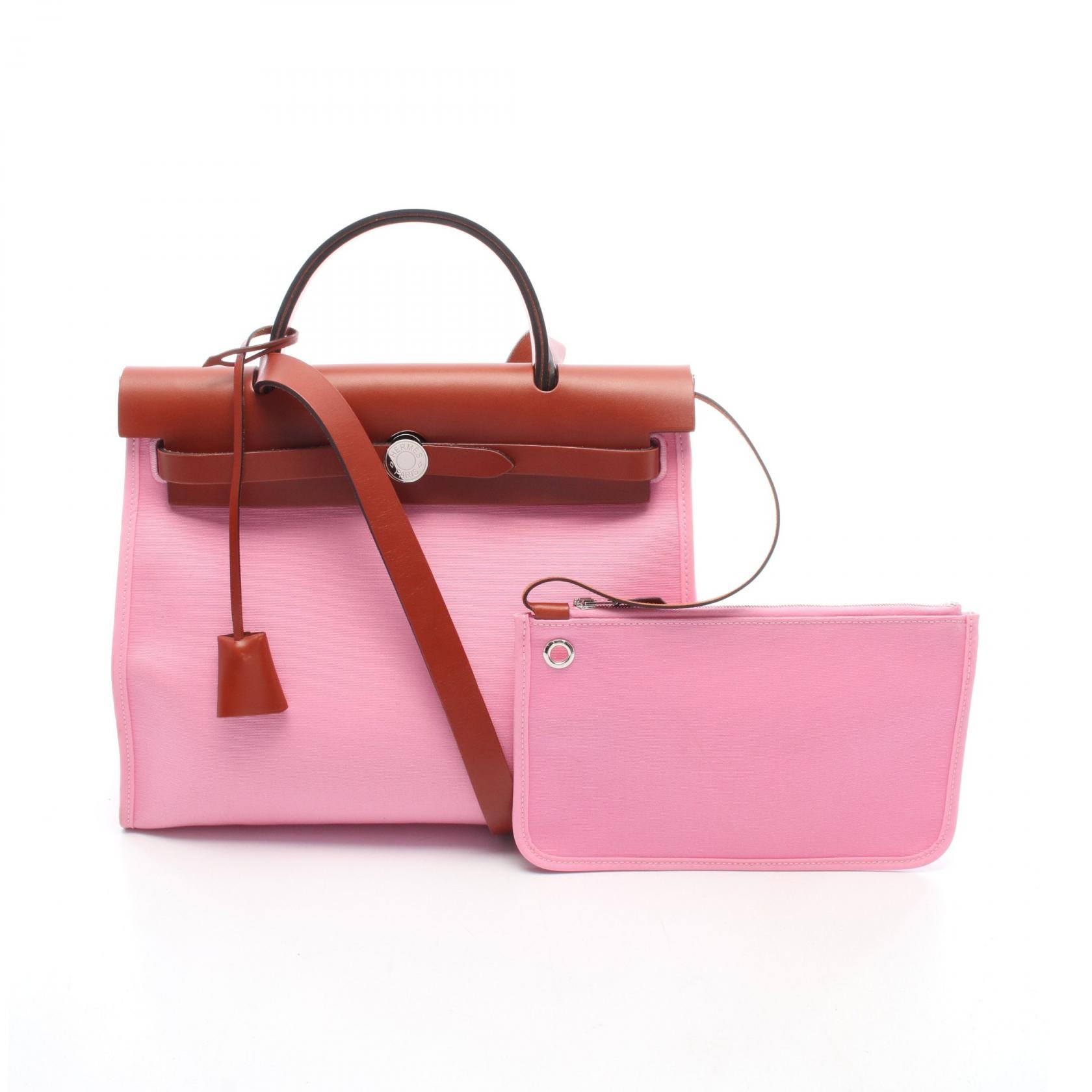エルメス HERMES エールバッグジップPM 2WAY ハンドバッグ バッグ レザー トワルオフィシエ トワルオフィシエ ルージュデュセス Y刻印(2020年製造) レディース ピンク系 / ブラウン系 【中古】