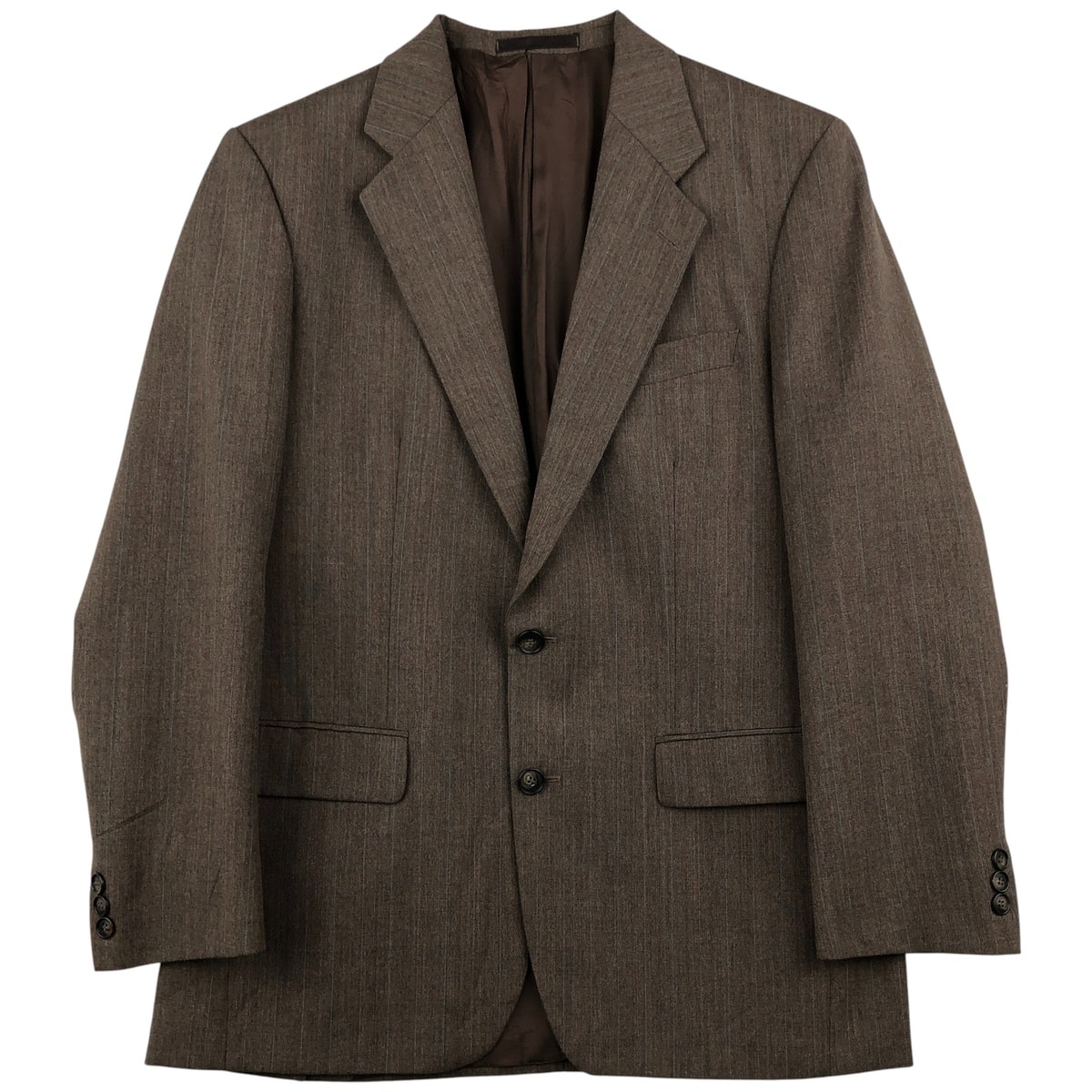 古着 セントマイケル St.Michael MARKS&SPENCER ストライプ柄 ポリ×ウールテーラードジャケット 英国製 メンズM相当/eaa458442