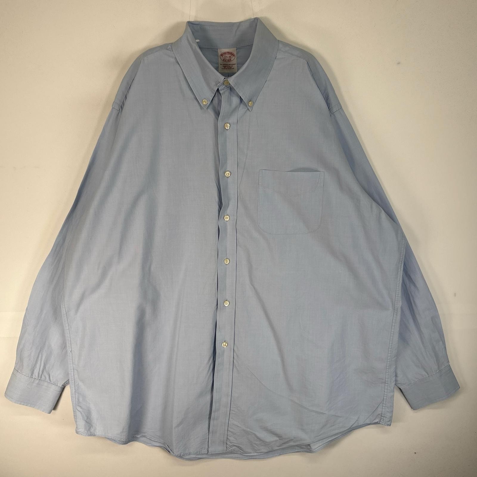 古着 ブルックスブラザーズ Brooks Brothers 長袖シャツ TRADITIONAL FIT ボタンダウン 胸ポケ XL ブルー系 無地 メンズ