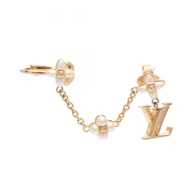 ルイ・ヴィトン LOUIS VUITTON LV フローラグラム 右耳用 ピアス ジュエリー GP(ゴールドメッキ) フェイクパール レディース ゴールド系 / ホワイト系 【中古】