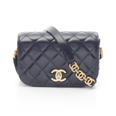 シャネル CHANEL マトラッセ ショルダーバッグ バッグ レザー スウェード レディース ネイビー系 AS3396 【中古】