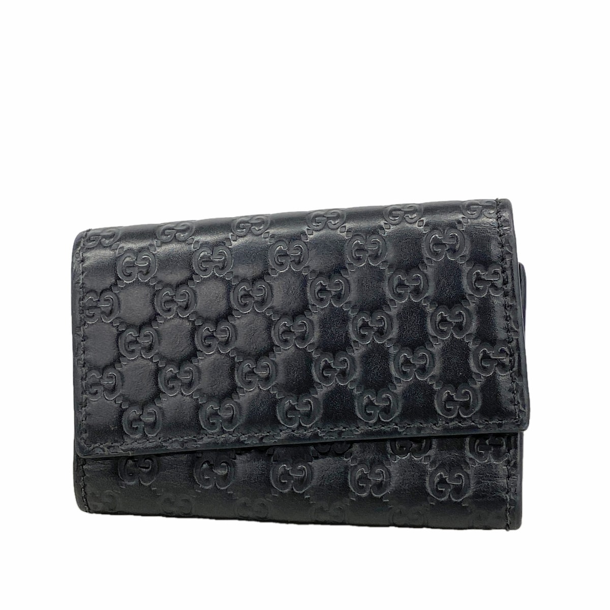 【6hd3449】グッチ キーケース マイクログッチシマ 150402 レザー ブラック シルバー金具【中古】メンズ レディース ユニセックス