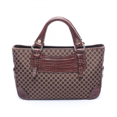 セリーヌ CELINE ブギーバッグ マカダム クロコ型押し ハンドバッグ バッグ キャンバス レザー レディース ブラウン系 / ベージュ系 【中古】