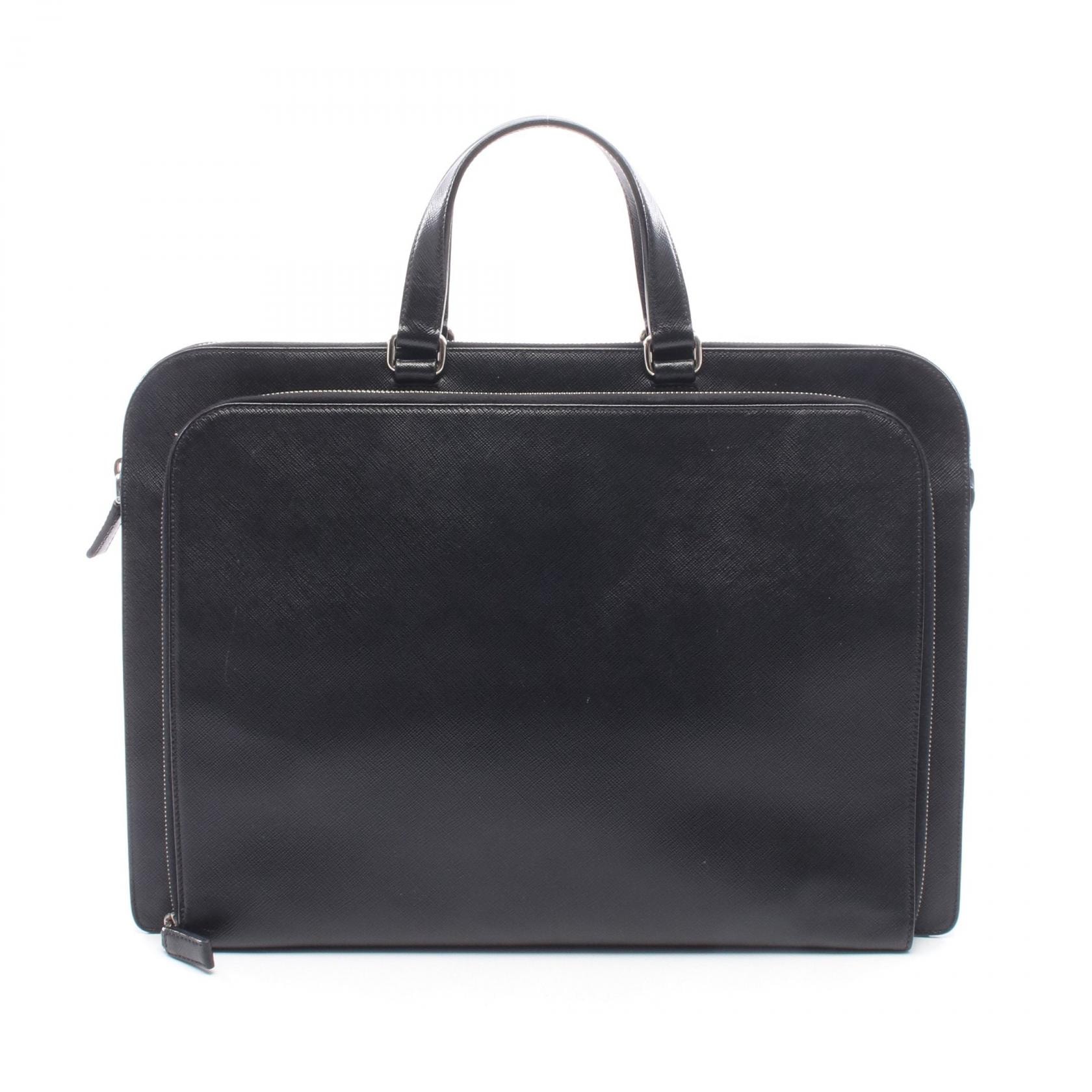 プラダ PRADA SAFFIANO TRAVEL ビジネスバッグ バッグ レザー メンズ ブラック系 VR0023 【中古】