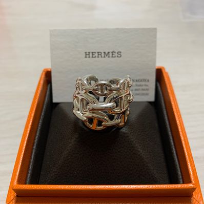 Hermes Chaine D'ancre Enchainee Ring Large Model "Silver"