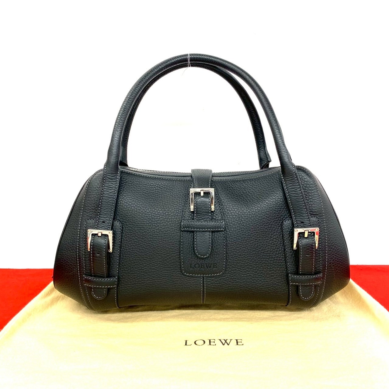 LOEWE ロエベ ロゴ 刻印 レザー ハンドバッグ ブラック
 50543