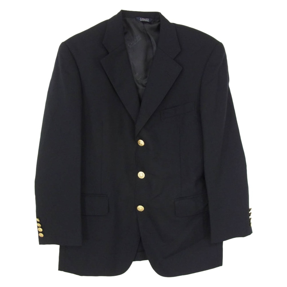 RALPH LAUREN ラルフローレン CHAPS チャップス 3ボタン 半裏 ブレザー テーラード ジャケット ネイビー系 92 80 170【中古】