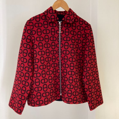 HERMES(エルメス) シェーヌダンクル柄 3E0134D1 *36-7103 リバーシブル サイズ36 ブルゾン レッド