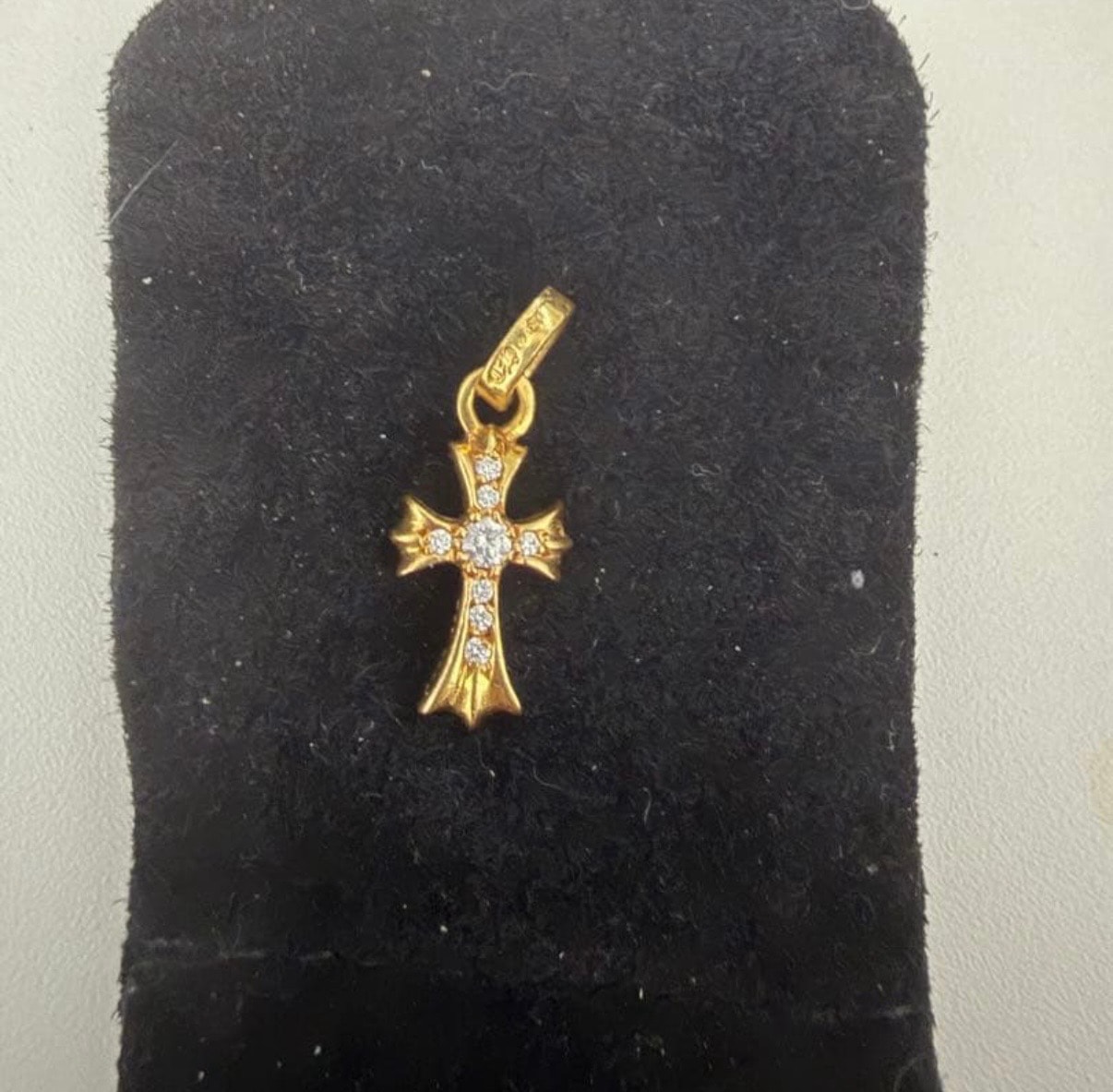 Chrome Hearts 22K CH Cross Baby Fat Charm with Pave Diamond "Yellow Gold"