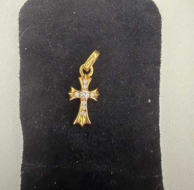 Chrome Hearts 22K CH Cross Baby Fat Charm with Pave Diamond "Yellow Gold"