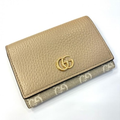 GUCCI GGマーモント GGスプリーム カードケース 名刺入れ ベージュ バイカラー 739525 鑑定済み 正規品 グッチ