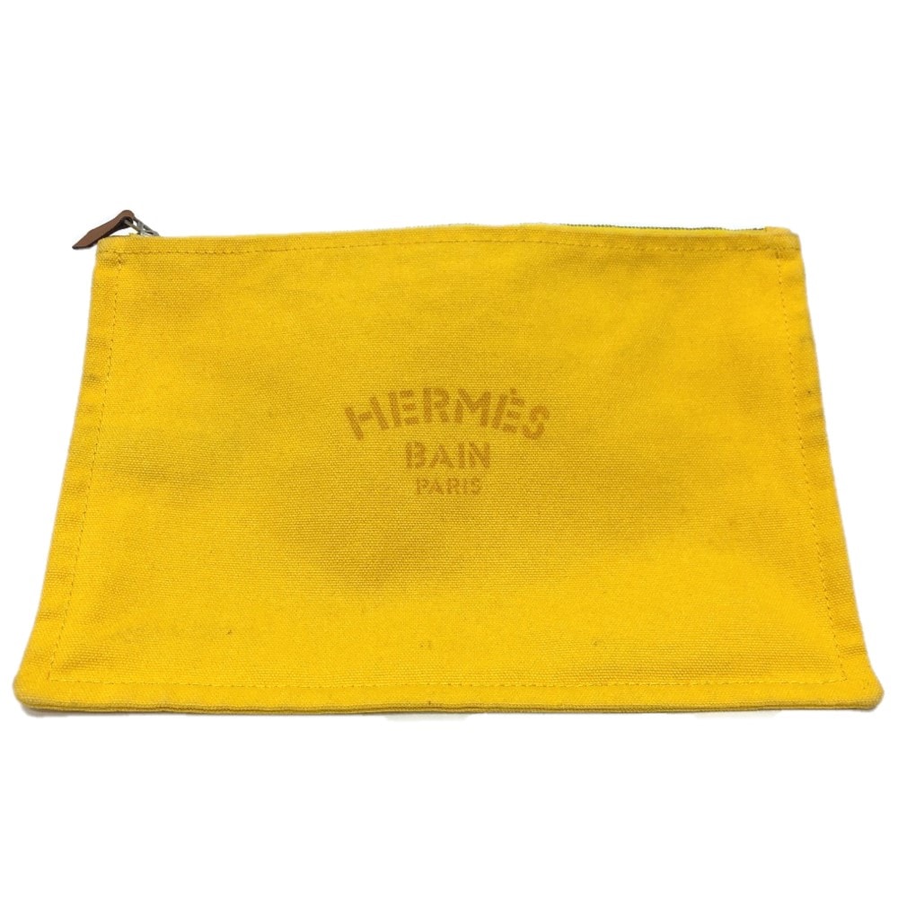 エルメス HERMES ニューヨッティングポーチ GM ポーチ キャンバス イエロー