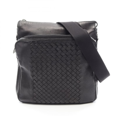 ボッテガヴェネタ BOTTEGA VENETA イントレチャート ショルダーバッグ バッグ レザー メンズ ブラック系 【中古】