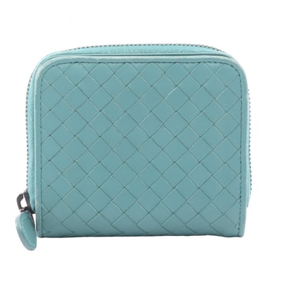ボッテガヴェネタ BOTTEGA VENETA イントレチャート 二つ折り財布 財布 レザー レディース グリーン系 624048 【中古】