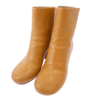MAISON MARGIELA メゾンマルジェラ ブーツ 16AW S38WU0323 22ライン バックジップ アンクル レザー ヒール ブーツ ライトブラウン系 37.5【中古】