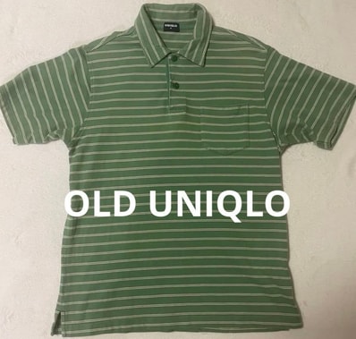 OLD UNIQLO オールドユニクロ ボーダー ポロシャツ 緑 M 半袖 ヴィンテージ
