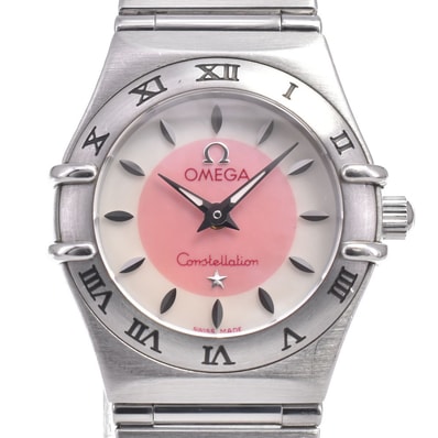 オメガ OMEGA 1562.83 コンステレーション ミニ 日本限定品 ホワイト/ピンク/シェル クォーツ レディース 良品 内箱付き 腕時計 G#149911