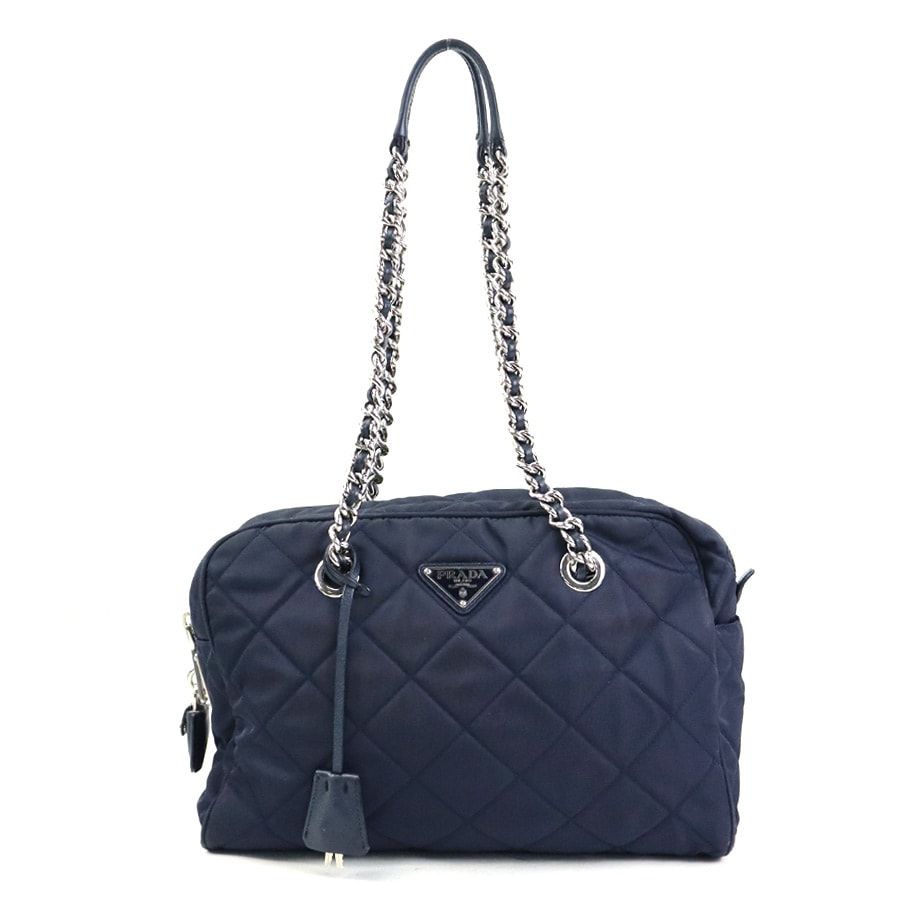 プラダ PRADA ショルダーバッグ ナイロン ネイビー レディース【中古】 r10504g
