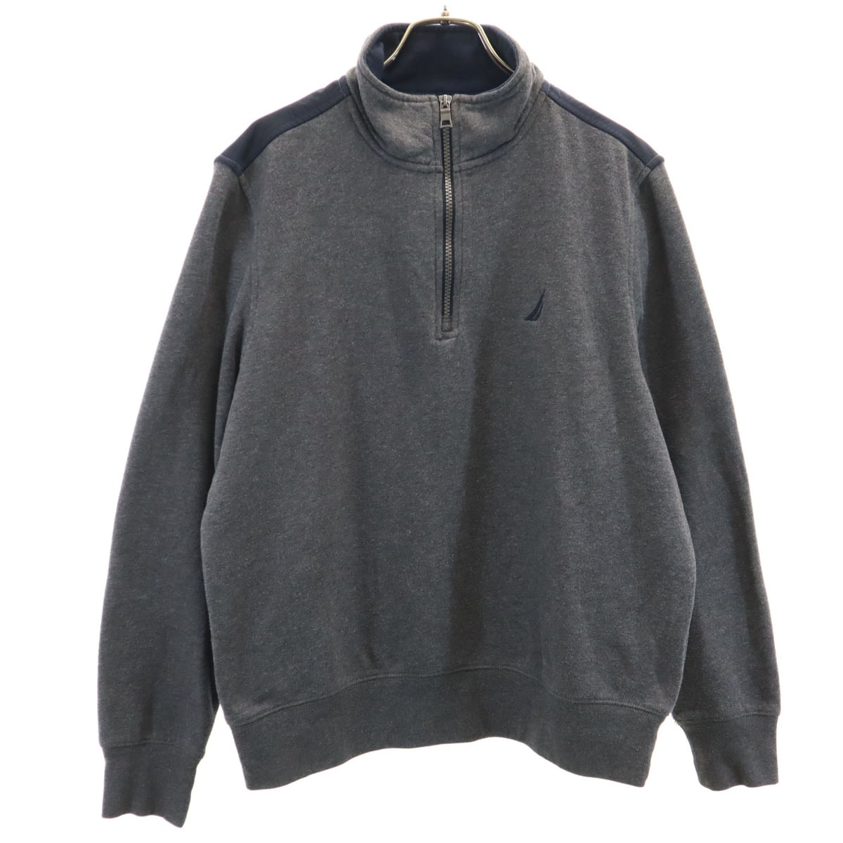 NAUTICA ノーティカ 長袖 ハーフジップ スウェット S チャコールグレー プルオーバー