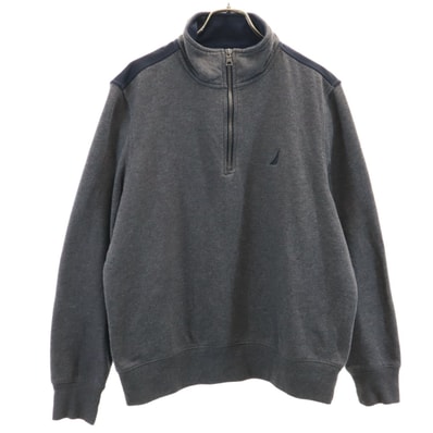 NAUTICA ノーティカ 長袖 ハーフジップ スウェット S チャコールグレー プルオーバー