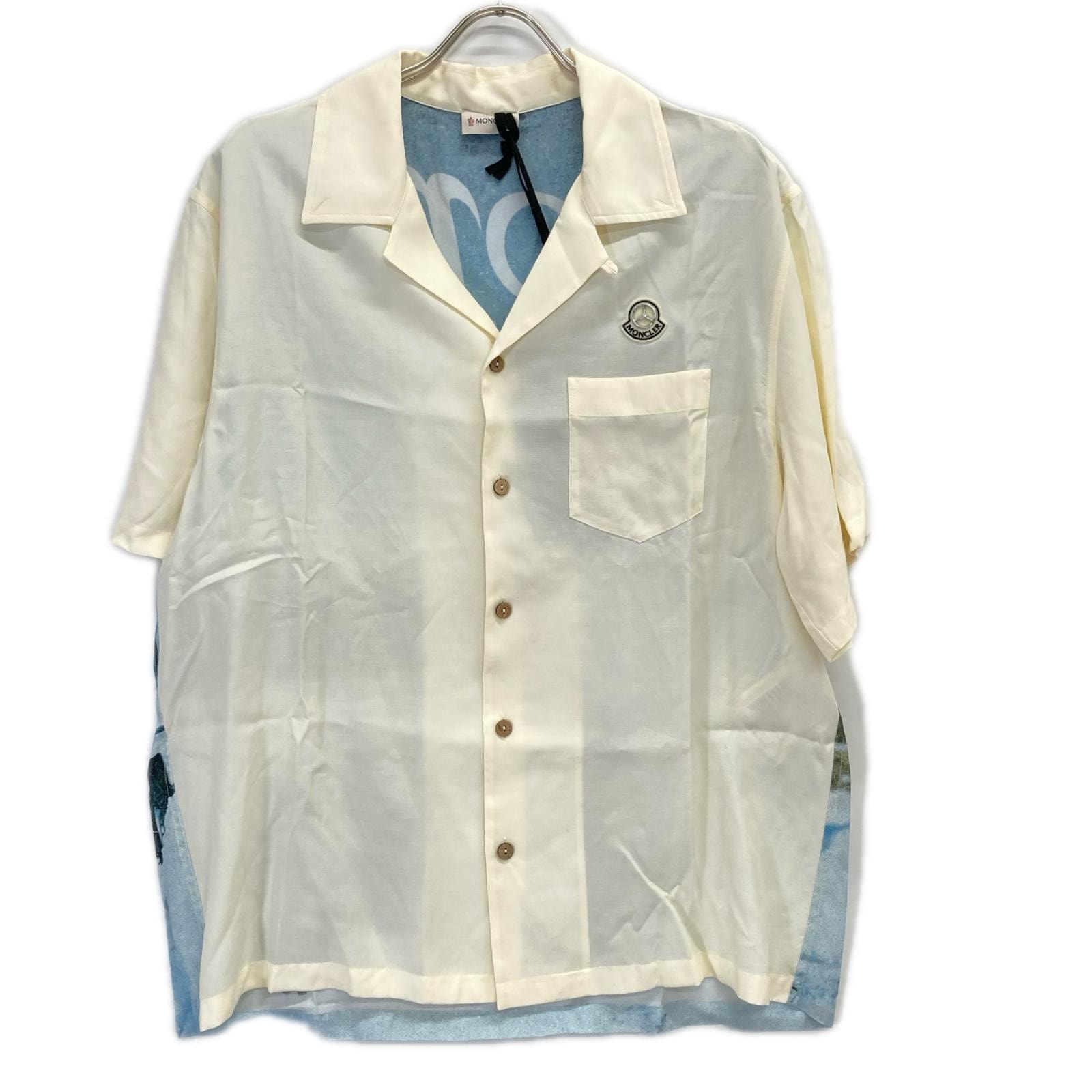 モンクレール 【GENIUS】×MERCEDES-BENZ BY NIGO 24年製 アイボリー CAMICIA バックプリントショートスリーブオープンカラーシャツ 50