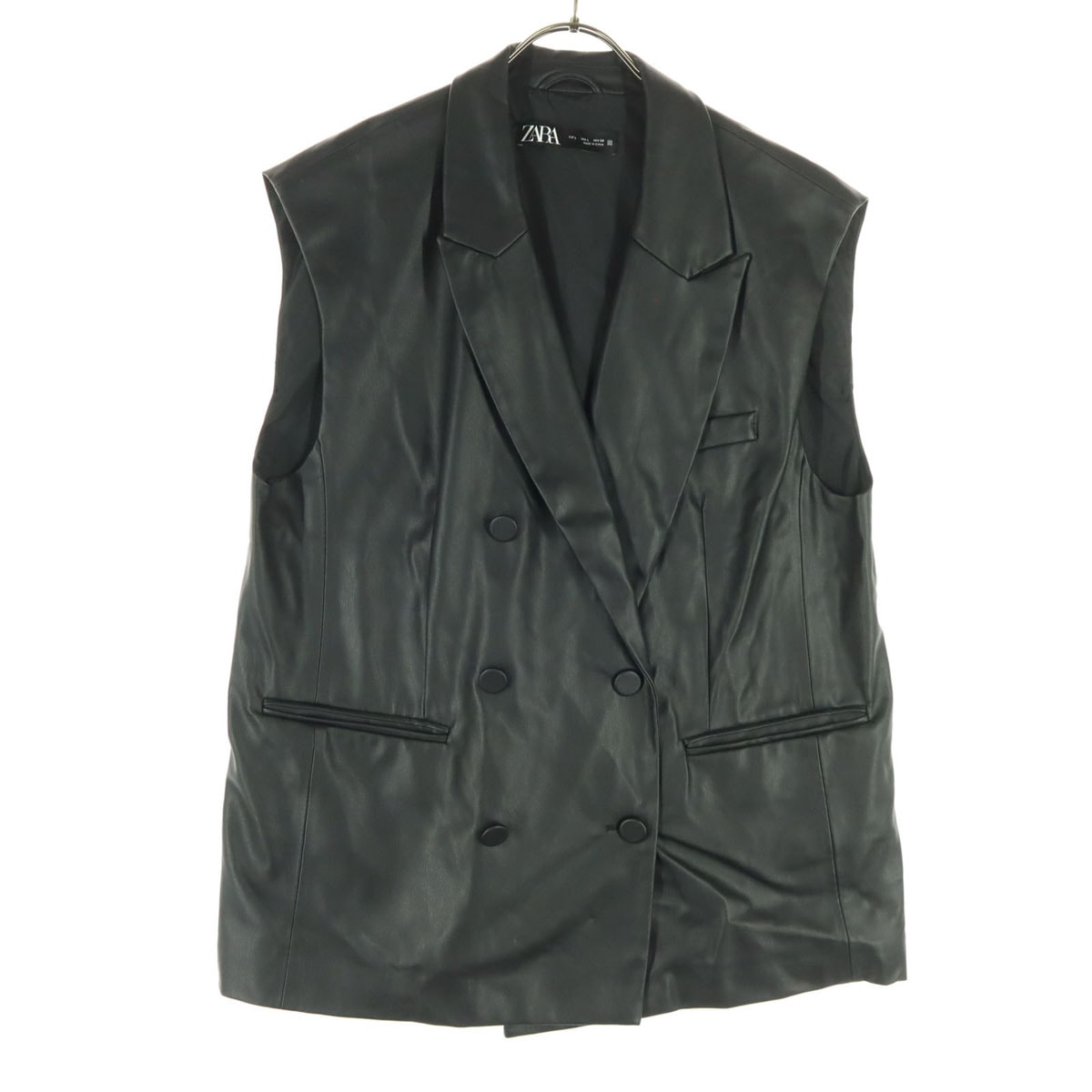 ZARA ザラ ノースリーブ レザージャケット L ブラック