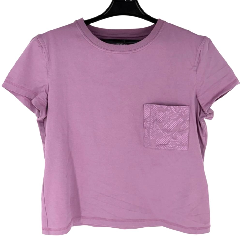HERMES エルメス 半袖Tシャツ クルーネック トップス アパレル 服 38 パープル 紫
 コットン    レディース 春 夏【中古品】