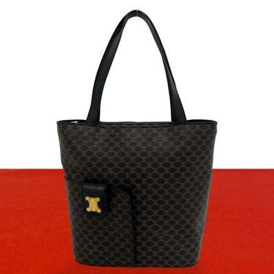CELINE セリーヌ マカダム ブラゾン トリオンフ 柄 ロゴ 金具 レザー PVC トートバッグ ブラック
06576
