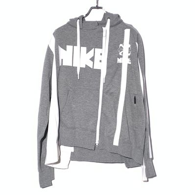 Nike x Sacai Double Zip Hoodie "Dark Grey Heather/White"