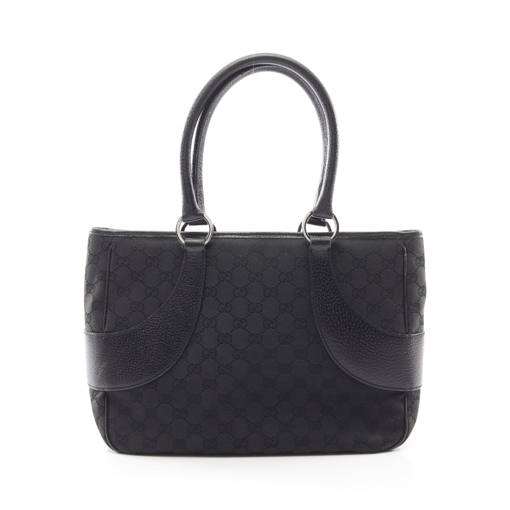 グッチ GUCCI GGキャンバス ハンドバッグ バッグ キャンバス レザー レディース ブラック系 113011 【中古】
