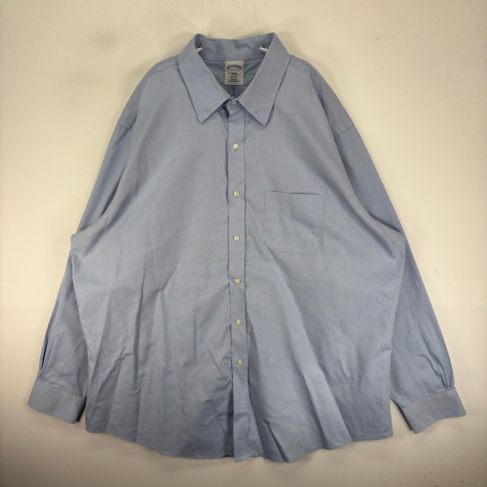 古着 ブルックスブラザーズ Brooks Brothers 長袖シャツ 胸ポケ 2XL  ブルー系 無地 メンズ