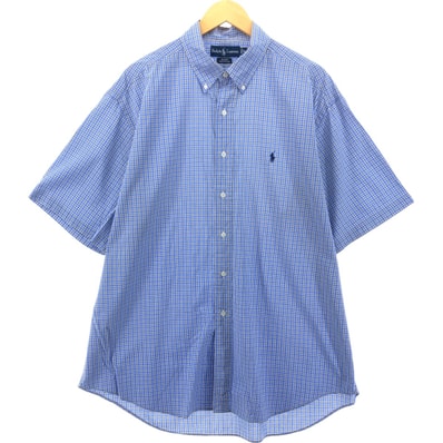 古着 ラルフローレン Ralph Lauren BLAKE 半袖 ボタンダウン チェックシャツ メンズXL相当/eaa552700