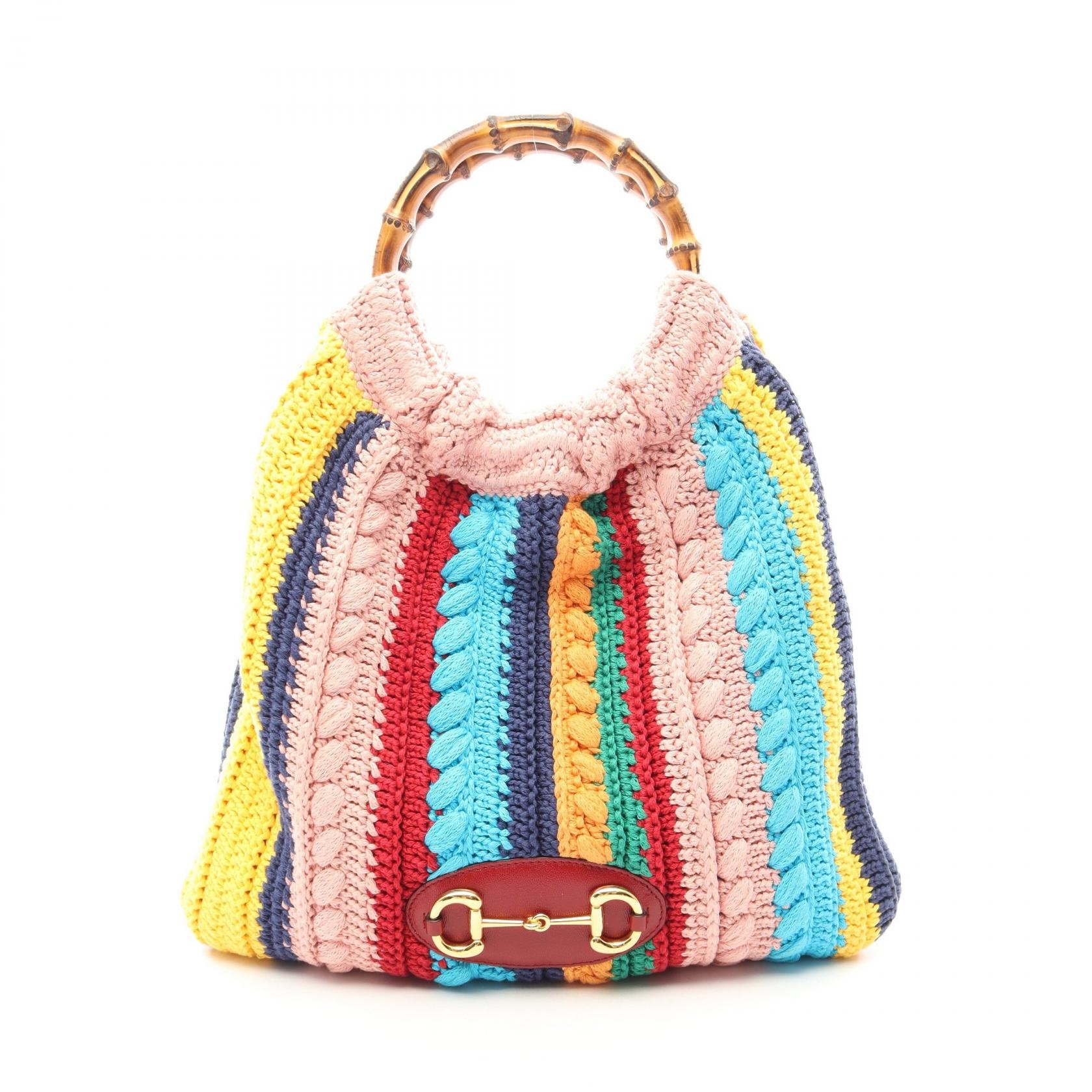 グッチ GUCCI ホースビット1955 バンブー ハンドバッグ バッグ コットン レザー レディース マルチカラー 649272 【中古】