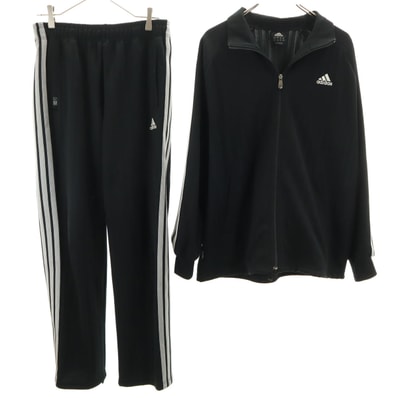 adidas アディダス 日本製 トラックジャケット 上下セットアップ L ブラック ジャージ