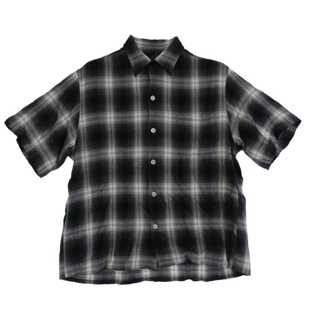 WACKO MARIA ワコマリア 26SS-WMS-OC10 OMBRE CHECK OPEN COLLAR SHIRT S/S ( TYPE-2 ) オンブレ チェック レーヨン オープンカラー 開襟 半袖 シャツ グレー グレー系 S【美品】【中古】