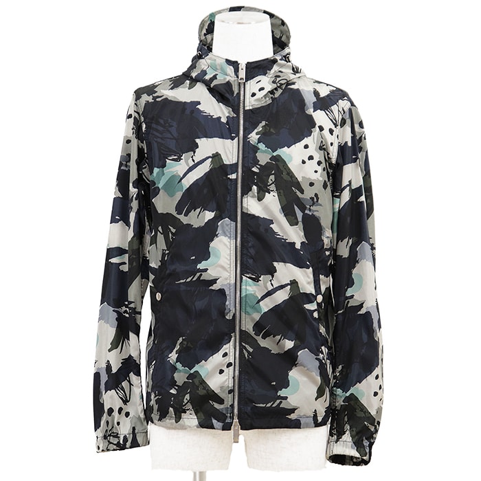 SALE【美品】BURBERRY バーバリー カモフラージュ ナイロンジャケット サイズ 46 メンズ 迷彩柄 ナイロン100% パーカ アウター ネイビー 紺 タイ製