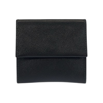 美品 PRADA プラダ サフィアーノ ブラック 黒 シルバー金具 レザー コインケース 小銭入れ 505781 【中古】