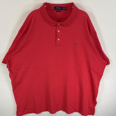 古着 ポロ・ラルフローレン POLO RALPH LAUREN 半袖 ポロシャツ ワンポインロゴ 刺繍 CLASSIC FIT 大きいサイズ 14041 ピンク系 無地 メンズ
