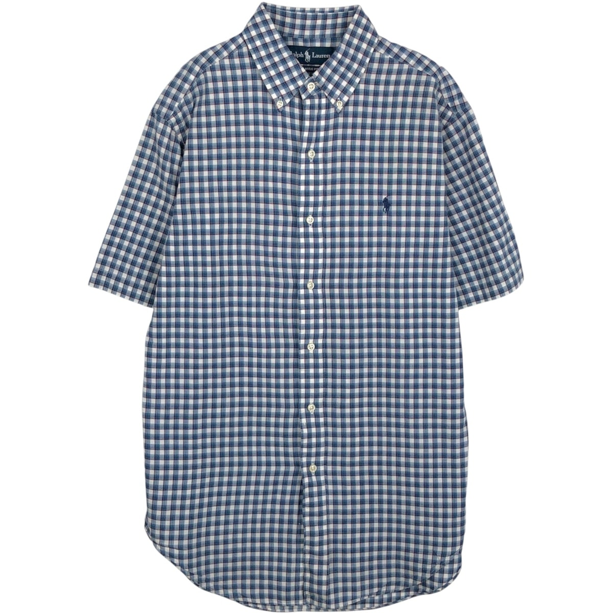 古着 ラルフローレン Ralph Lauren CLASSIC FIT クラシックフィット 半袖 ボタンダウン チェックシャツ メンズM相当/eaa623596