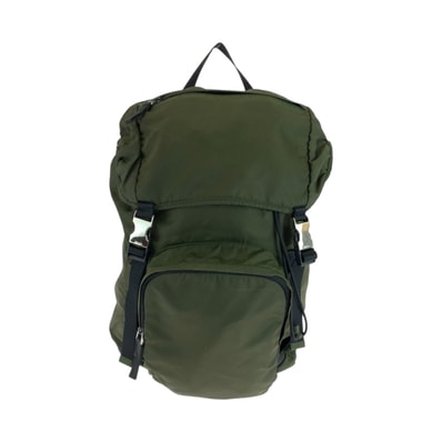 美品 PRADA プラダ テスート 三角ロゴプレート カーキ シルバー金具 ナイロン リュックサック バックパック 502623 【中古】