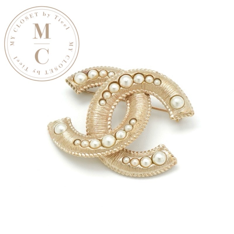 シャネル CHANEL ブローチ コサージュ ゴールド ココマーク パール