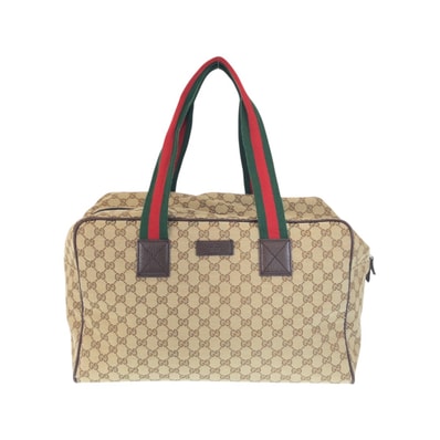 美品 GUCCI グッチ シェリーライン ベージュ ブラウン GGキャンバス レザー/ ボストンバッグ ショルダーバッグ 600780 【中古】