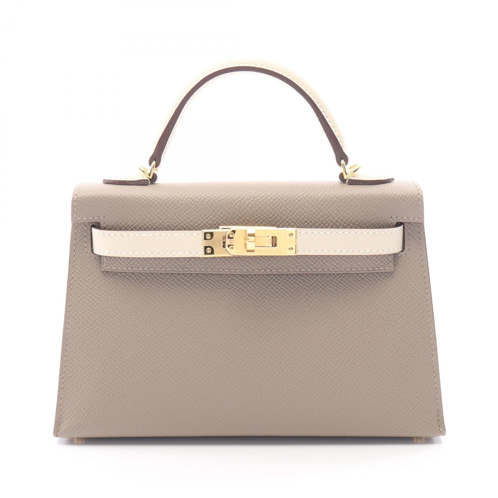 エルメス HERMES ミニケリー2 グリアスファルト クレ 外縫い 2WAY ハンドバッグ バッグ ヴォーエプソン ヴォーエプソン W刻印(2024年製造) レディース ベージュ系 / ホワイト系 【中古】