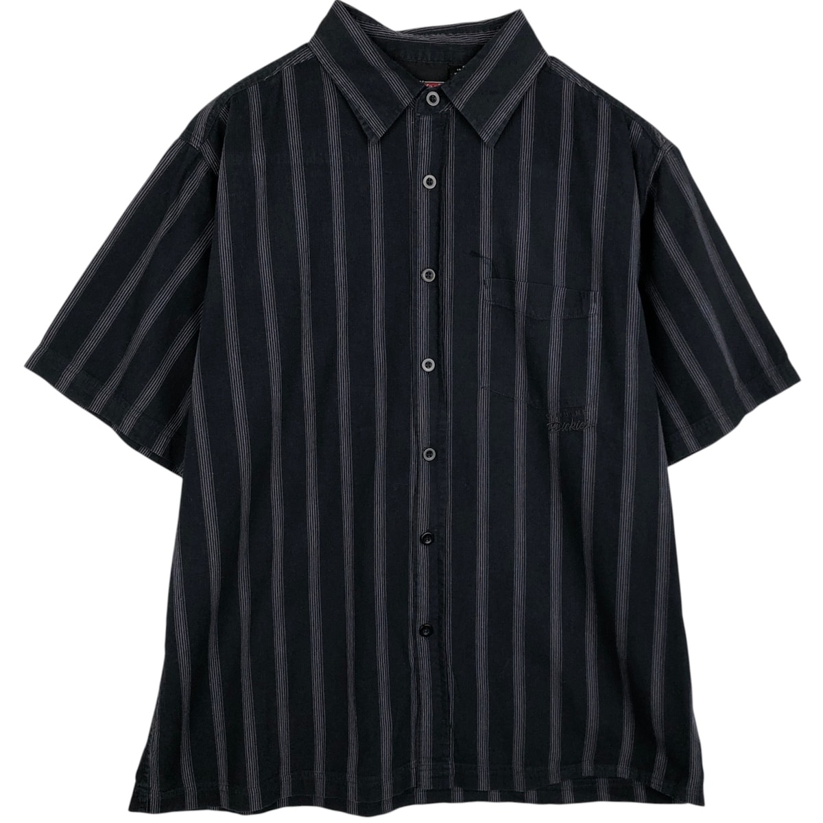 古着 ディッキーズ Dickies ストライプ柄 半袖 ワークシャツ ボックスシャツ メンズL相当/eaa632739