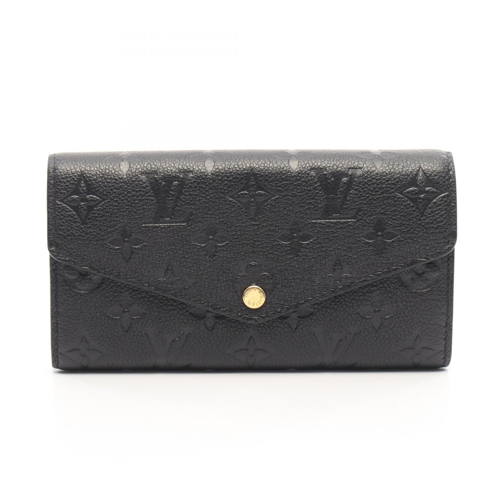 ルイ・ヴィトン LOUIS VUITTON ポルトフォイユ サラ 二つ折り長財布 財布 レザー モノグラム・アンプラント ノワール レディース ブラック系 M82257 【中古】