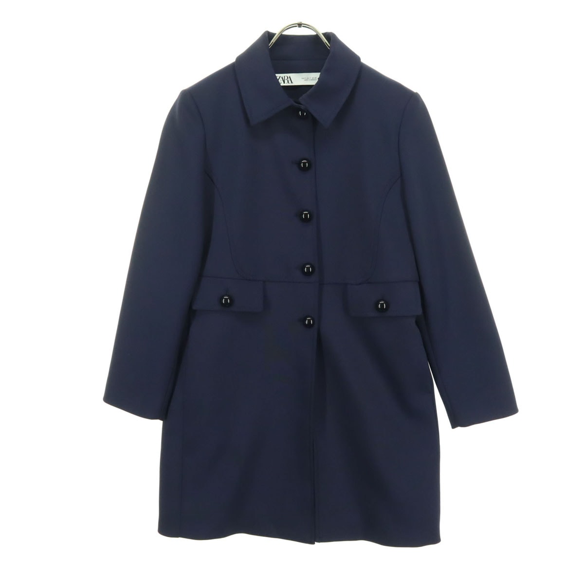 ZARA ザラ ボタン 膝丈 コート S ネイビー