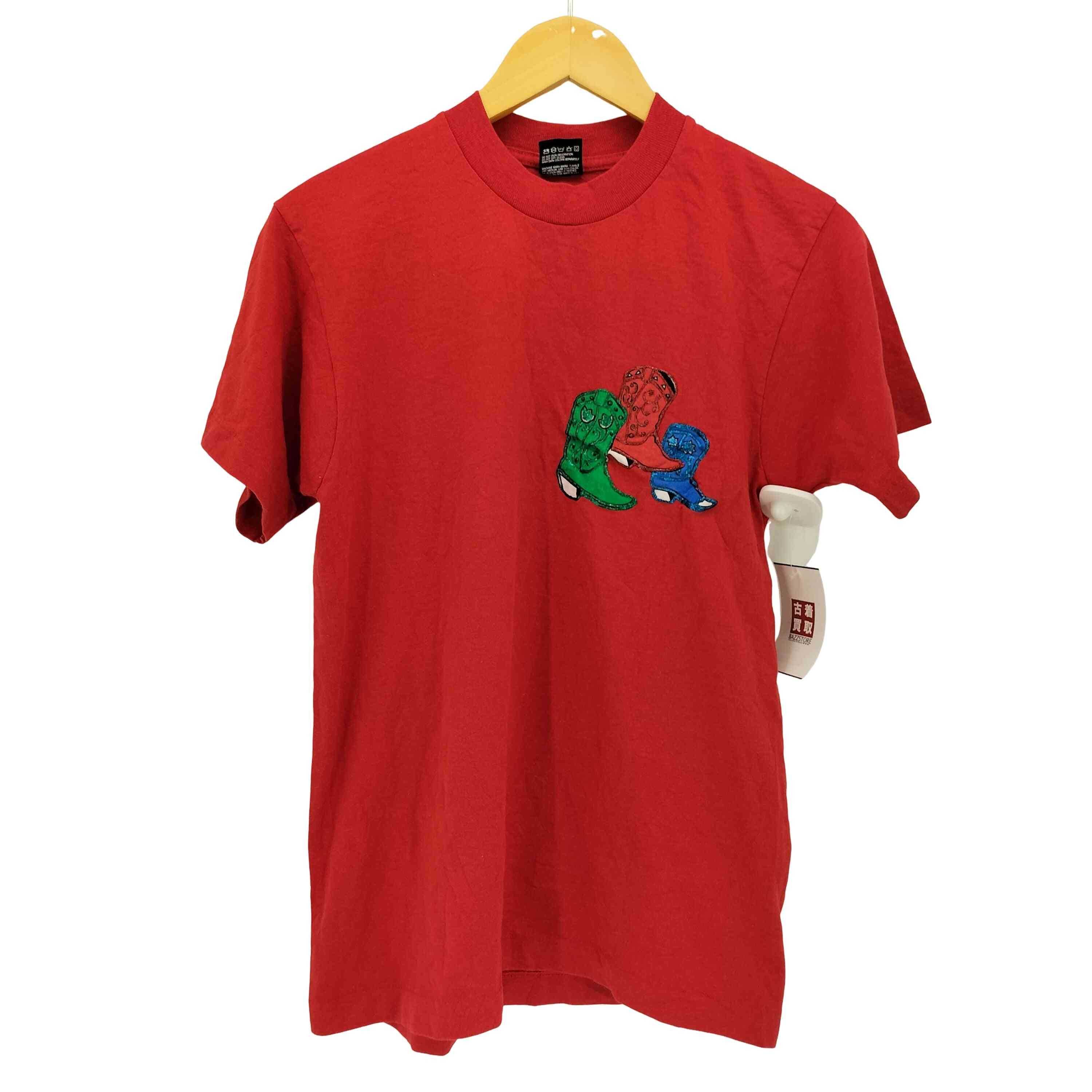 90S BEST USA製 ブーツ 刺繍 クルーネック Tシャツ シングルステッチ【1142554914347】