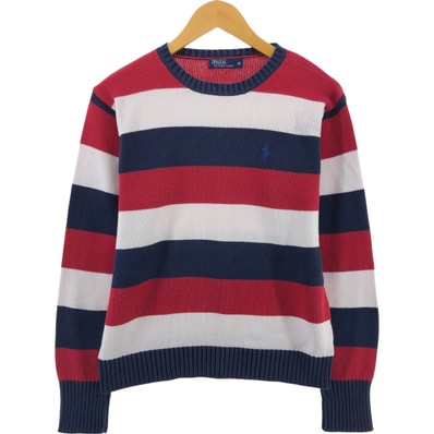古着 ラルフローレン Ralph Lauren POLO by Ralph Lauren ボーダー柄 コットンニットセーター レディースM相当/eaa548492
