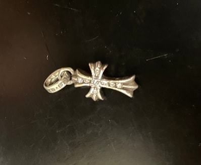 Chrome Hearts Cross Baby Fat Charm Pave Diamond "Silver"